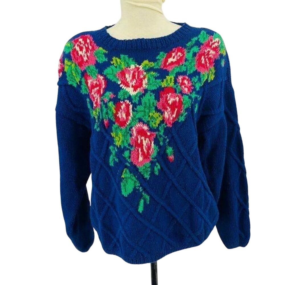 Cambridge Dry Goods Floral Oversize Sweater Womens Large
